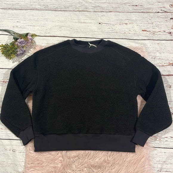 NWT Everlane Teddy Crew Neck Black Sherpa Sweatshirt Oversized Sweatshirt - Picture 2 of 8